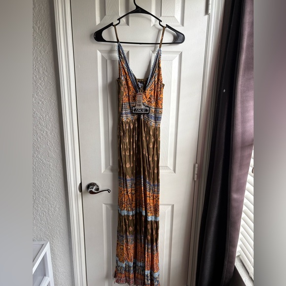 Dresses & Skirts - Rust & Olive Boho Maxi Dress with Blue Accents